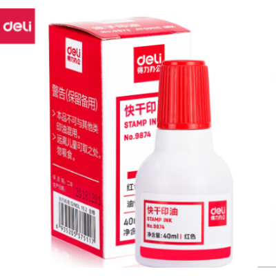 得力（deli）40ml财务印章快干清洁印油印泥 办公用品 得力（deli）印油9874红色